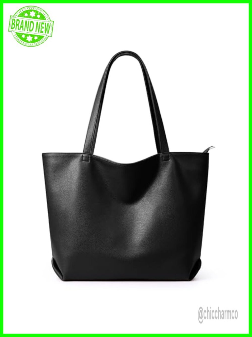 Soft Vegan Leather Tote Bag Large Hobo Zipper Purse